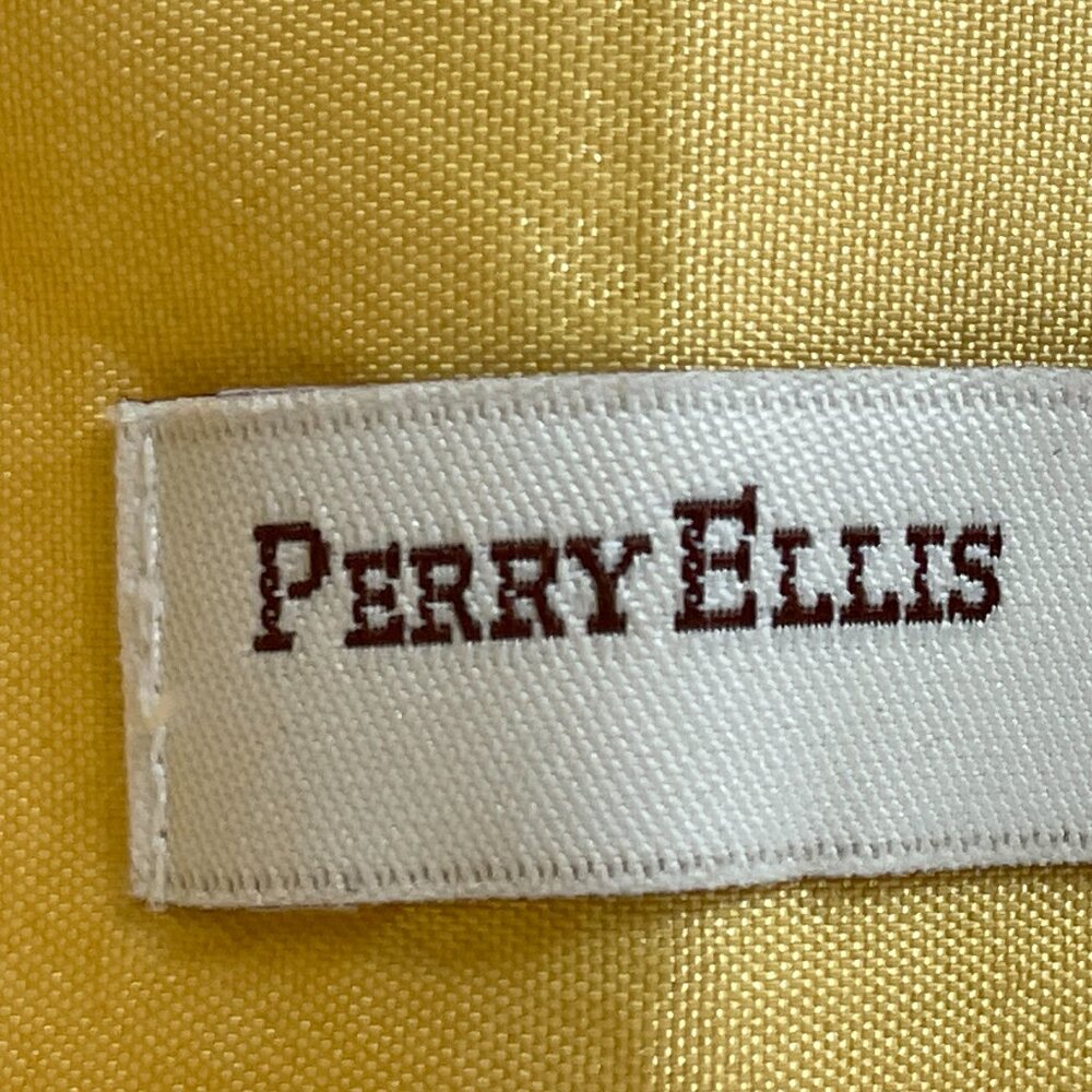 Vintage Perry Ellis Skirt 10P Gold Floral Jacquard Pockets Lined Office Siren - Picture 3 of 14